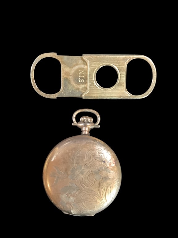 Gold Pocket Watch Case, Cigar Cutter (1 of 8)