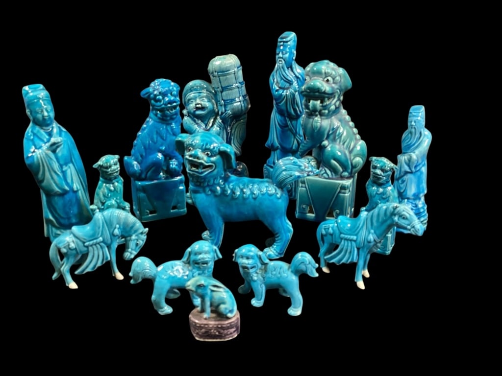 Fourteen Chinese Turquoise Glazed Figures (1 of 6)