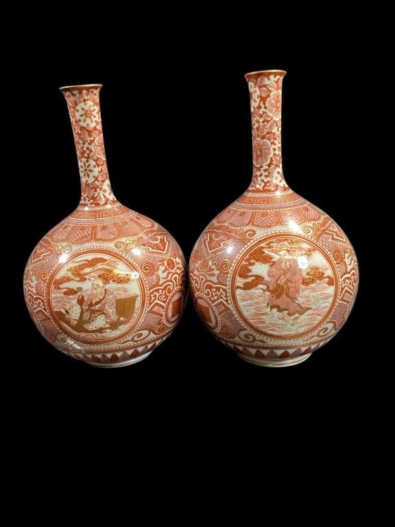 Pair Kutani Japanese Porcelain Vases (1 of 6)