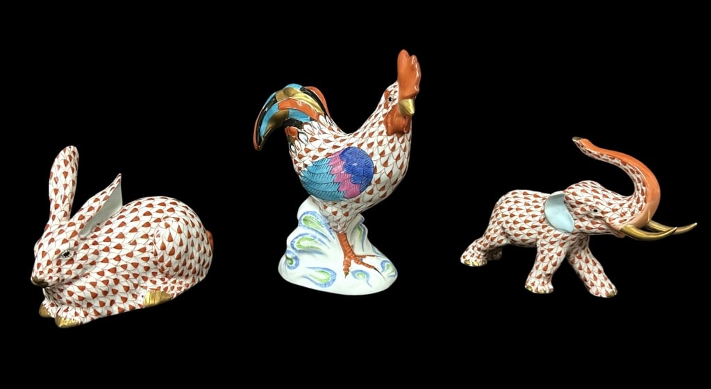 Three Herend Fishnet Animals in Rust (1 of 7)