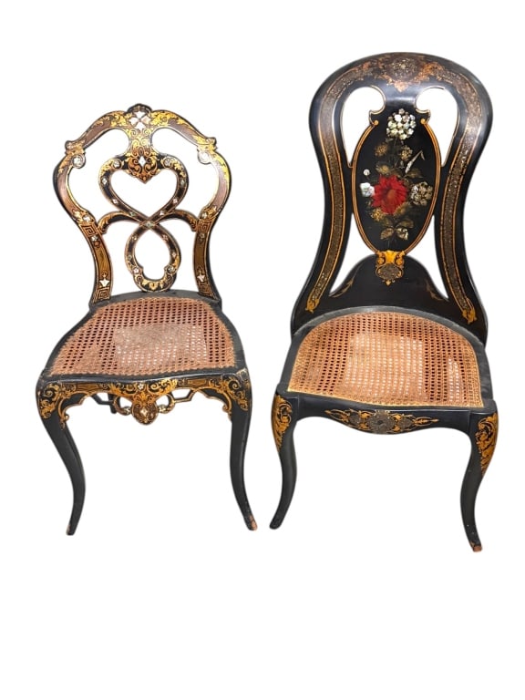Victorian Black Lacquer Ladies Dressing Chairs (1 of 5)
