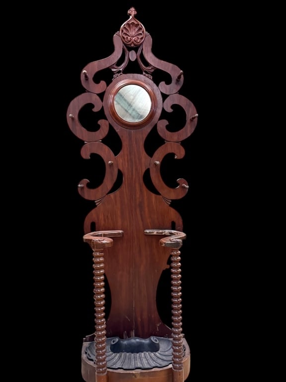 Flame Mahogany Hall Tree with Mirror (1 of 4)