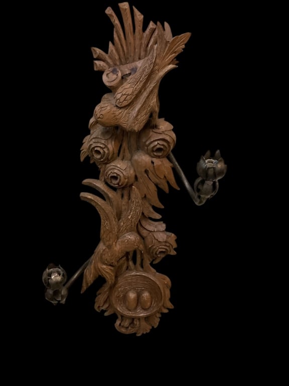 Carved Wood Wall Sconce (1 of 5)