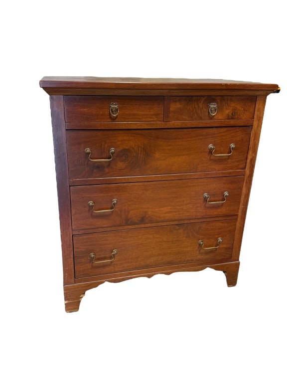 Walnut Chippendale-Style Chest of Drawers (1 of 5)