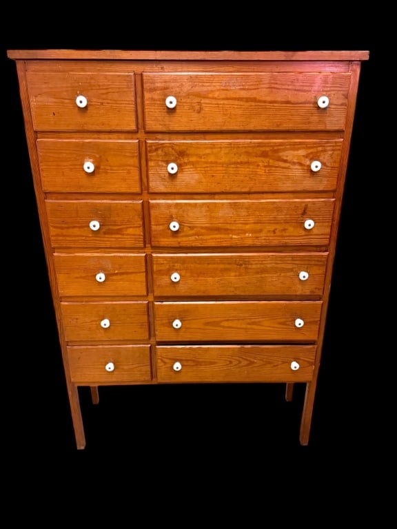 Early 20th C Heart Pine Seed Cabinet (1 of 5)