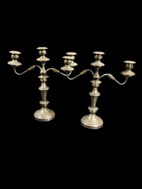 Pair English Silver Plate Candleabra (1 of 4)