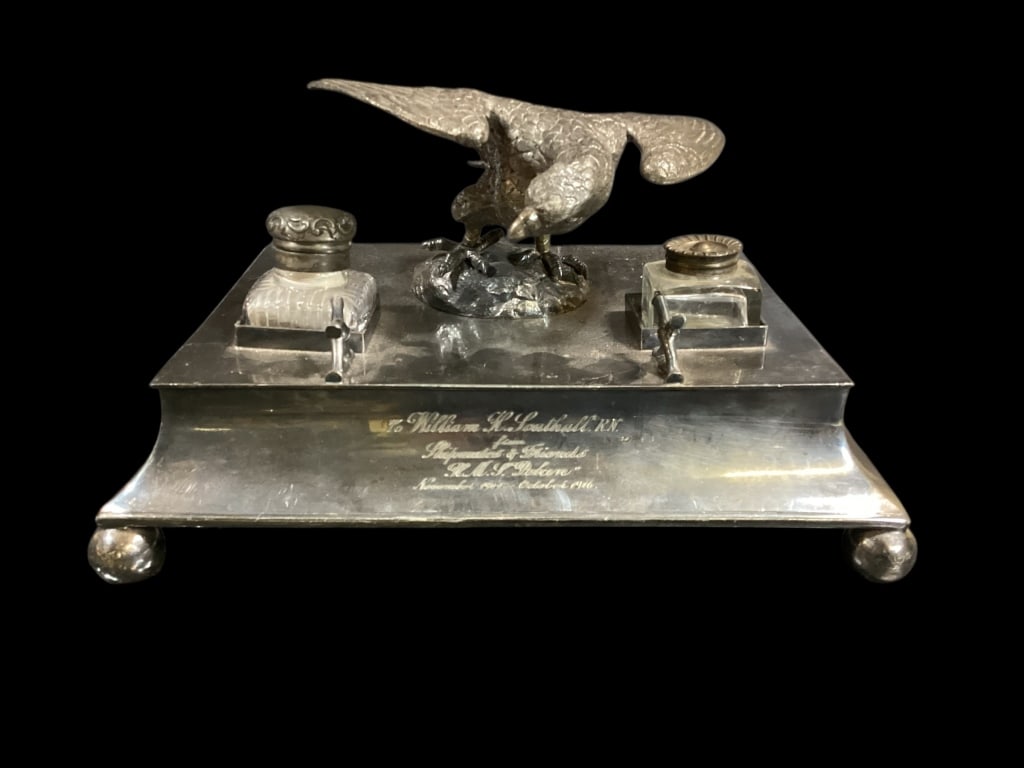 Silver Plated Inkwell Stand (1 of 6)