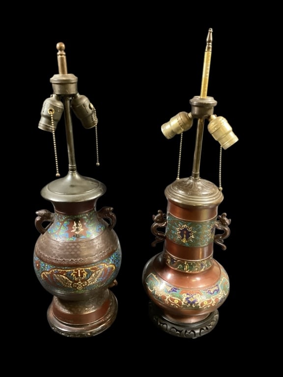 Two Japanese Champleve Vase Lamps (1 of 7)