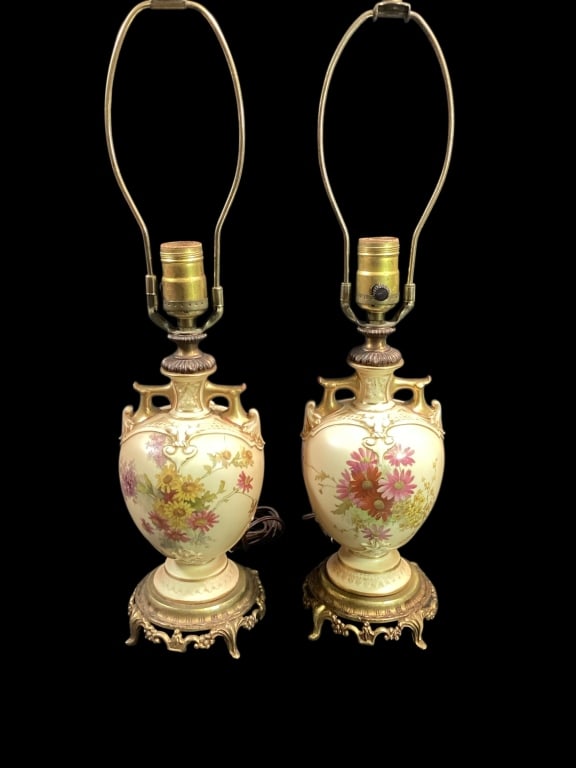 Pair Royal Worcester Table Lamps (1 of 5)