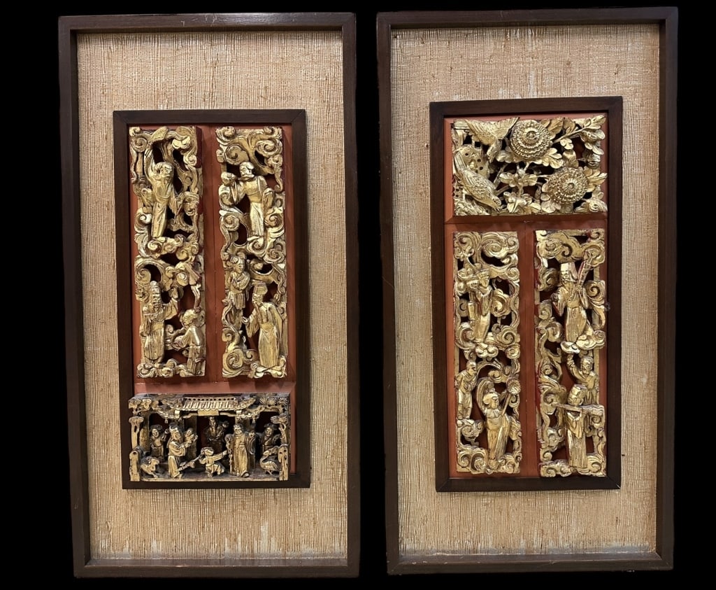 Panels with Chinese Carved Gilt Wood Elements (1 of 6)