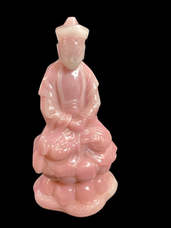 Quan Yin Quartz Figure: 9 inch seated figure in repose. No markings