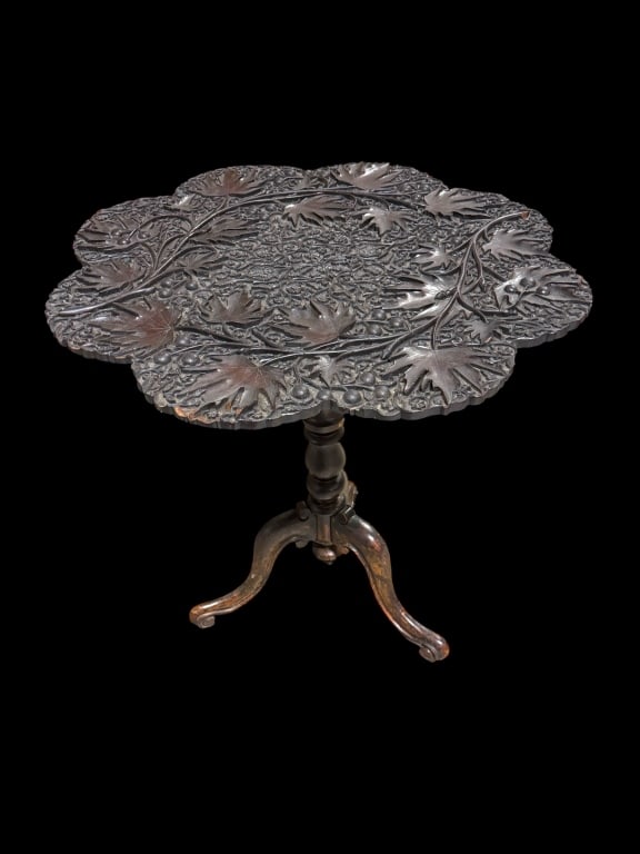 Intricately Carved Antique Occasional Table (1 of 5)