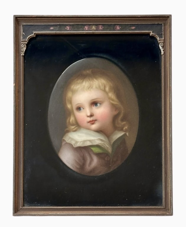 Hand Painted Porcelain Plaque in Frame (1 of 4)