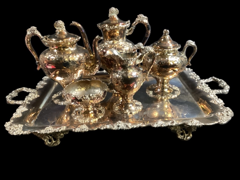 Ornate Silver Plate Tea Service (1 of 6)