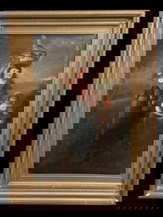 Panting of a Young Woman and Child in Landscape: Late 19th century, oil on canvas, signed C. Chester lower right, sight 29.5 x 19.5 in., giltwood frame..yellowed varnish, crackle, paint loss, surface abrasions, frame with wear, not examined out of f