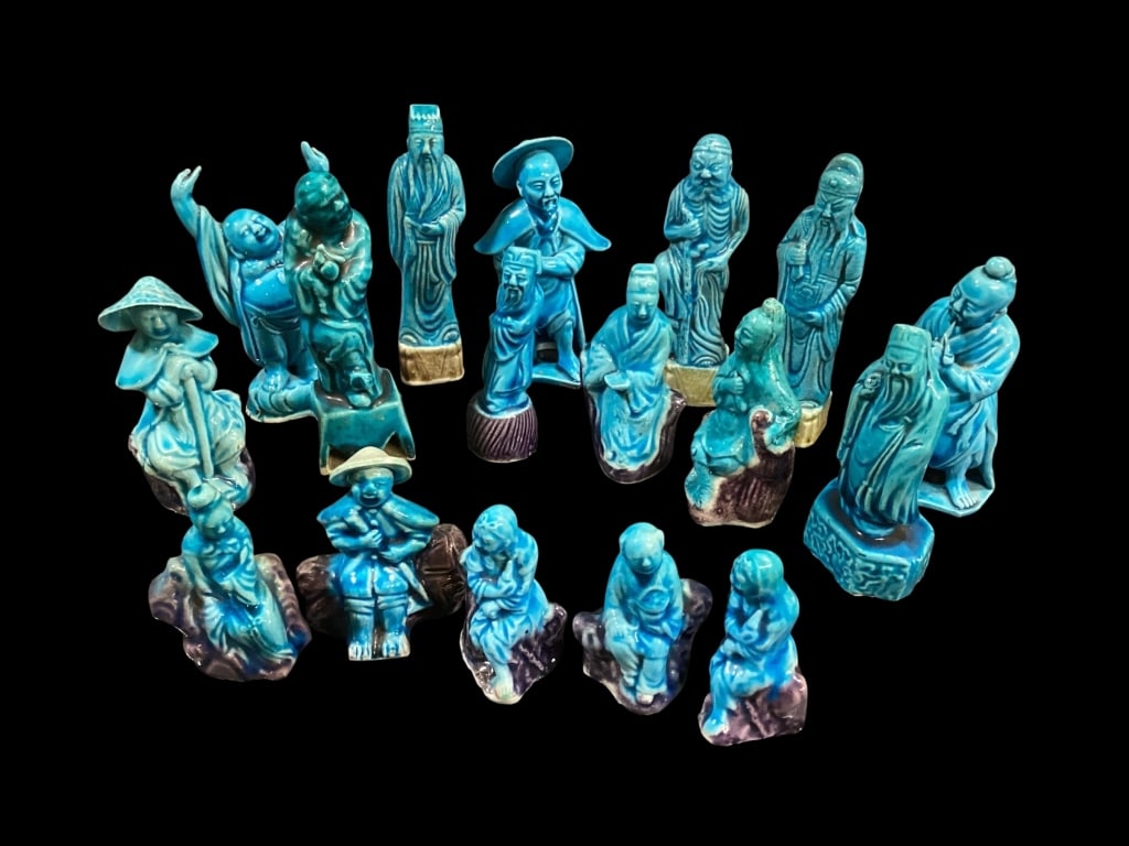 Collection of Chinese Turquoise Glazed Figures (1 of 5)