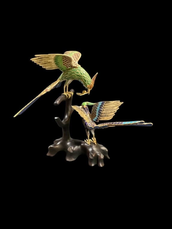 Chinese Cloisonne Birds on Stand (1 of 6)