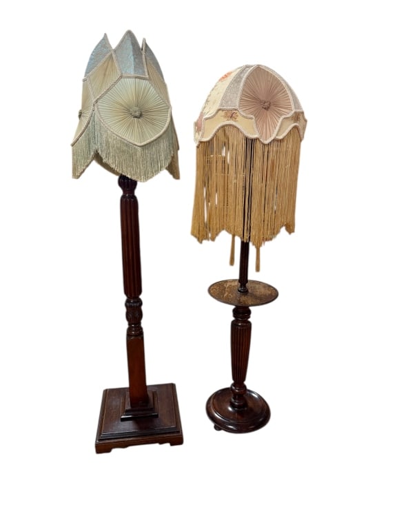 2 Carved Wooden Floor Lamps (1 of 5)