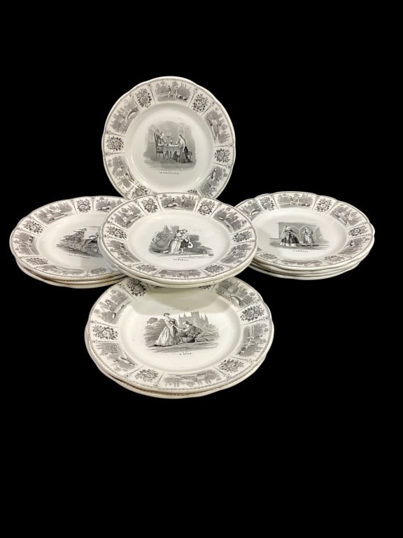 Set of 12 French Creil Faience Plates (1 of 5)
