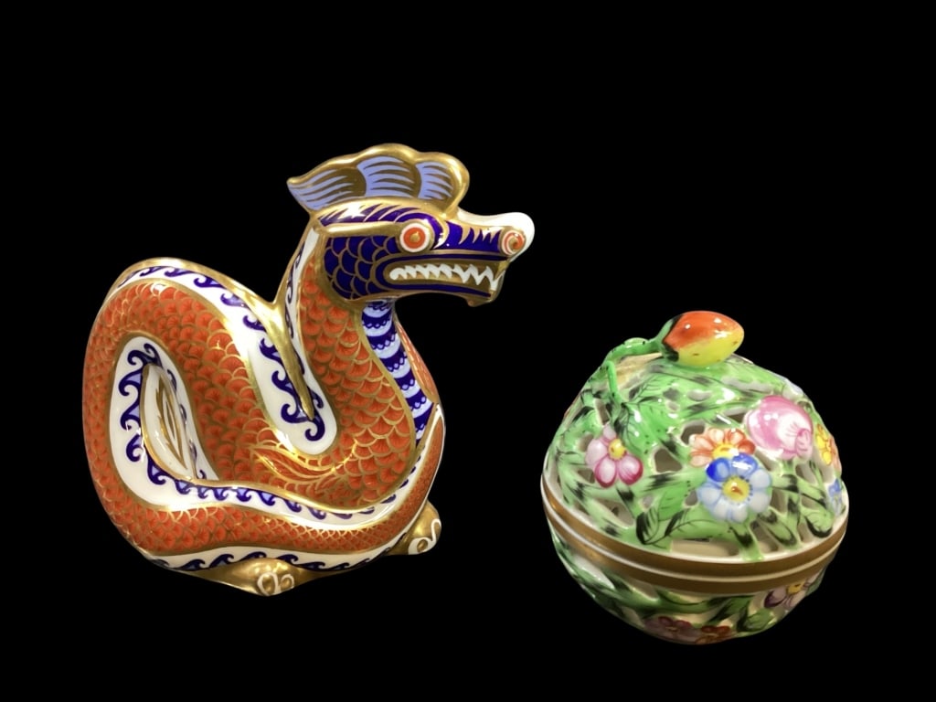 Derby Imari Paperweight, Herend Bonbonniere (1 of 7)