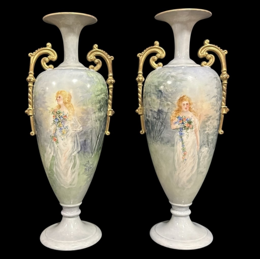 Pair Hand Painted Lenox Belleek Vases (1 of 6)