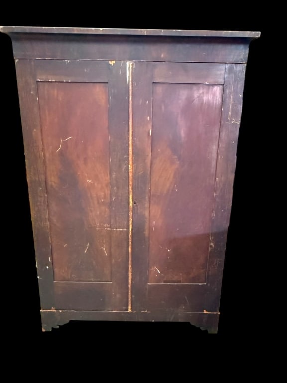 Linen Press in Original Paint: Late 19th C, mid Atlantic, bracket feet, original paint, 80 inches tall 55 wide 19 deep