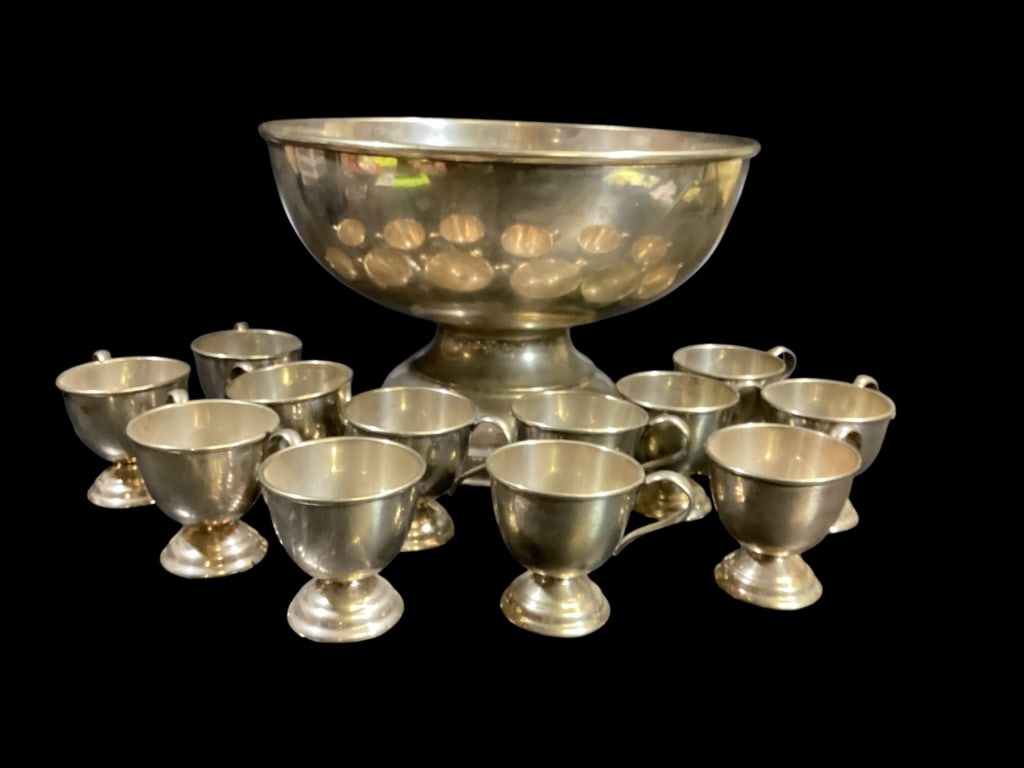 Nickle Silver Punch Bowl Set (1 of 3)