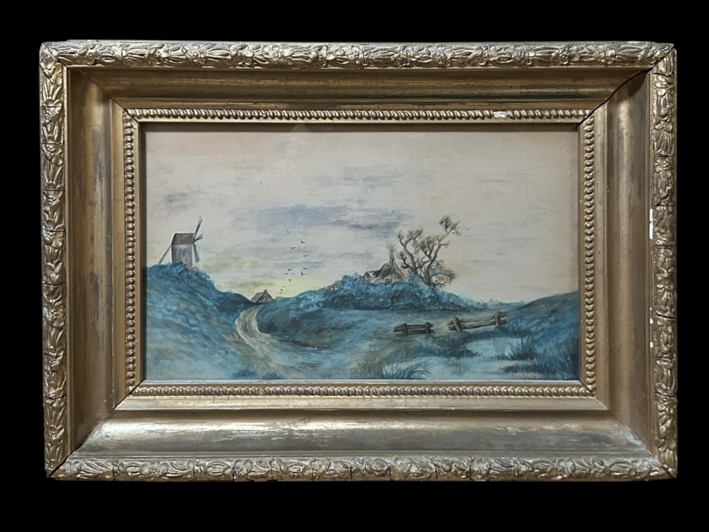 Primitive Landscape Watercolor with Windmill (1 of 6)