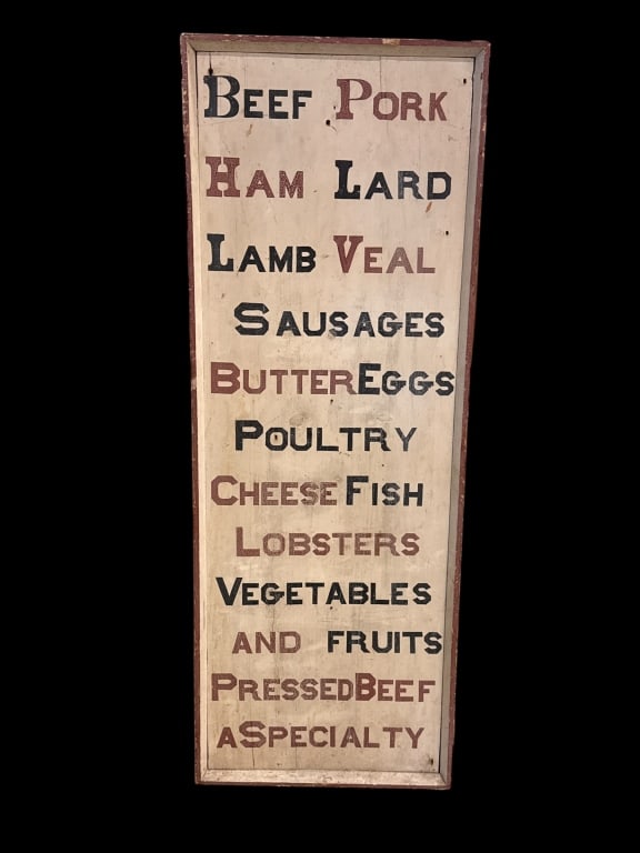 Antique Hand-Painted Butcher Shop Trade Sign (1 of 4)