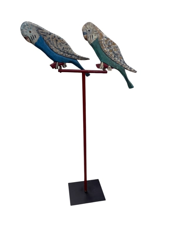 Pair of Hand-Carved and Painted Parrot Figures (1 of 4)