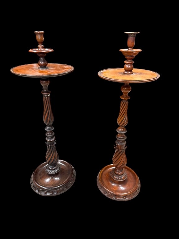 Near Pair Antique Carved Wood Torch?res (1 of 4)