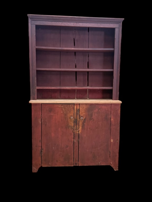 Primitive Step Back Cupboard in Red Paint (1 of 5)