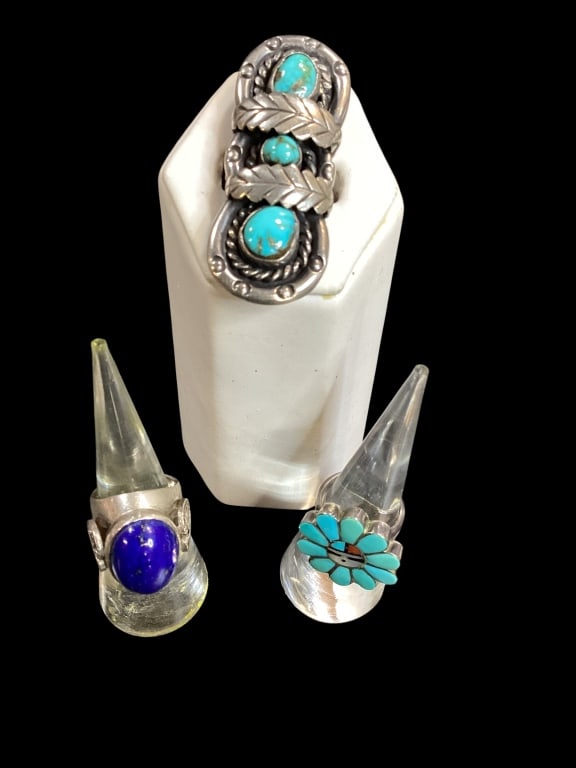 Three Sterling and Stone Rings (1 of 9)