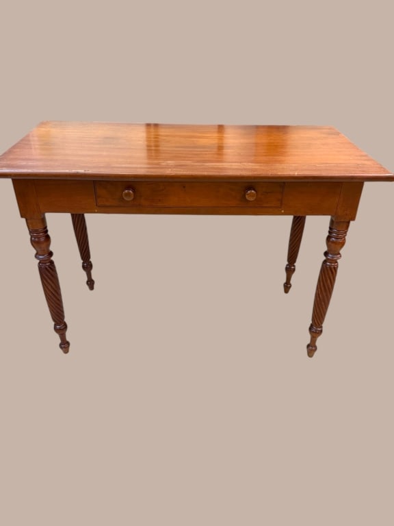 Cherry Work Table with Rope-Turned Legs (1 of 4)