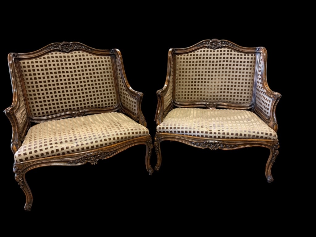 Pair of Louis XVStyle Carved Confident Chairs (1 of 3)