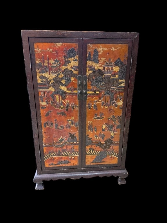 Chinese Red & Black Lacquer Cabinet (1 of 5)