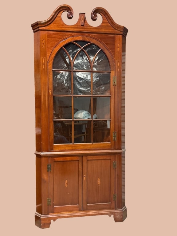 Hepplewhite Inlaid Mahogany Corner Cabinet (1 of 3)