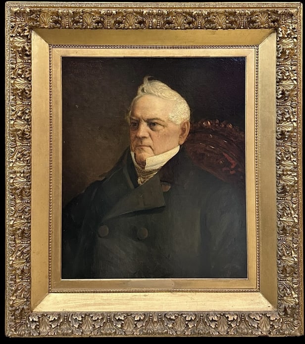Portrait of a Gentleman, Silas Jerome Uhl: American, 1842-1916..oil on canvas, signed upper left: S Jerome Uhl, VI XVII 96, Wash D.C., sight 28 x 24 in., highly worked gilt gesso frame..surface dirt, yellowed varnish, few scattered abrasions t