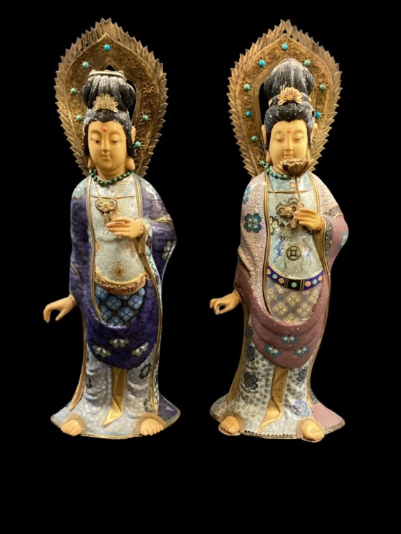 Asian Cloisonne Statues, Guanyin (1 of 6)