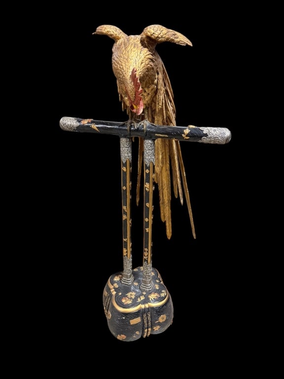 Large Metal Asian Style Rooster Sculpture (1 of 5)