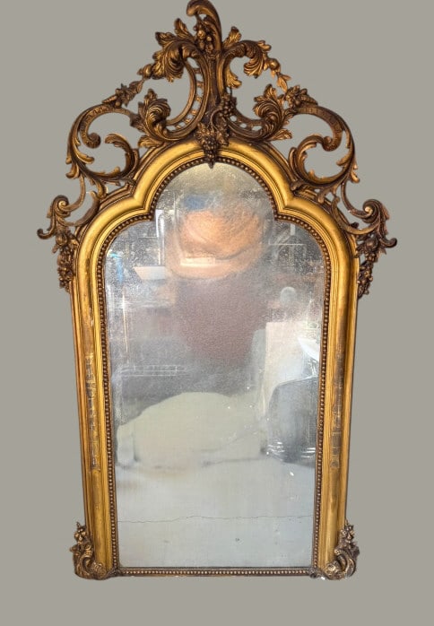 Large 19th-Century French Rococo Giltwood Mirro (1 of 4)