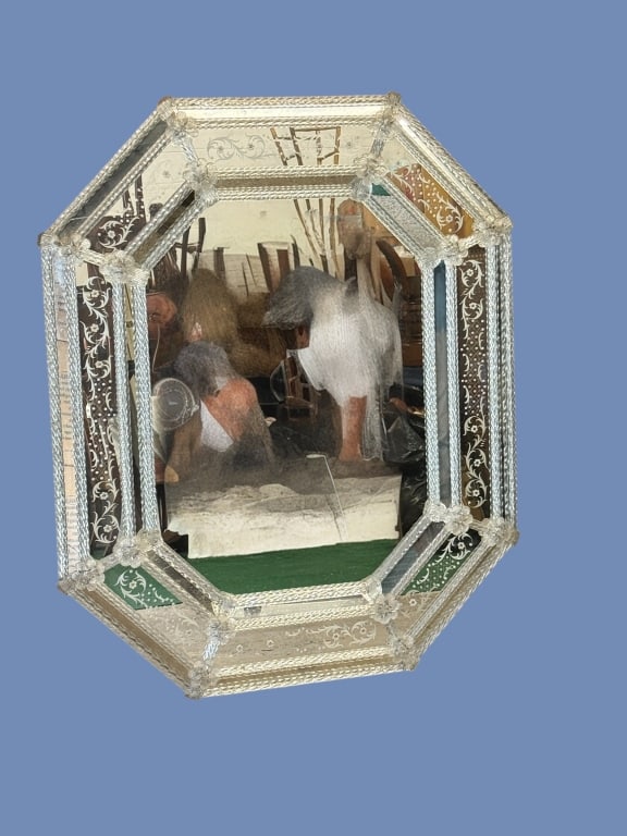 Octagonal Venetian Etched & Beveled Glass Mirror (1 of 4)