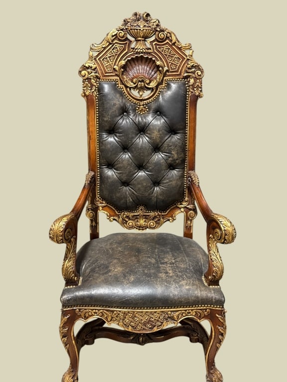Ornate Baroque / Rococo Revival Carved Throne (1 of 5)