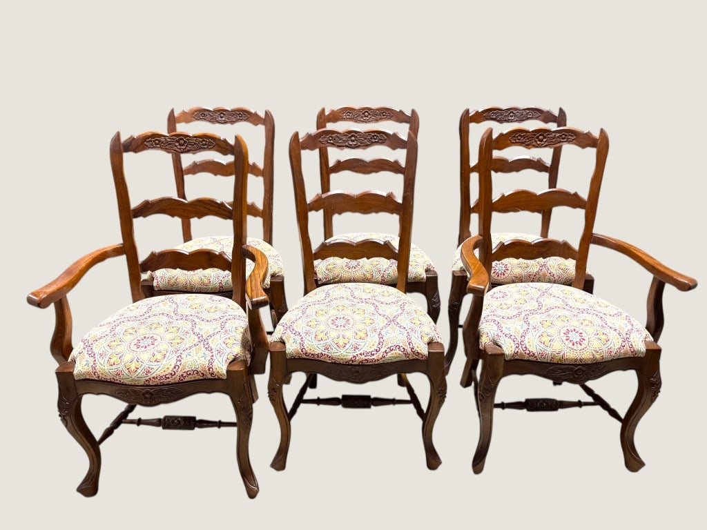 Set of 6 Carved French Provincial Style Armchairs (1 of 3)