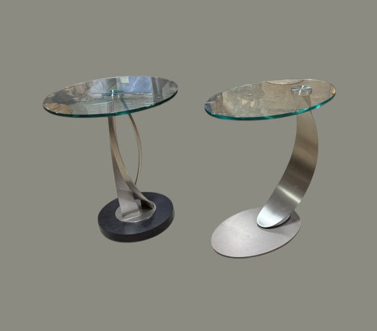 2 MCM Sculptural Metal & Glass Accent Tables (1 of 5)