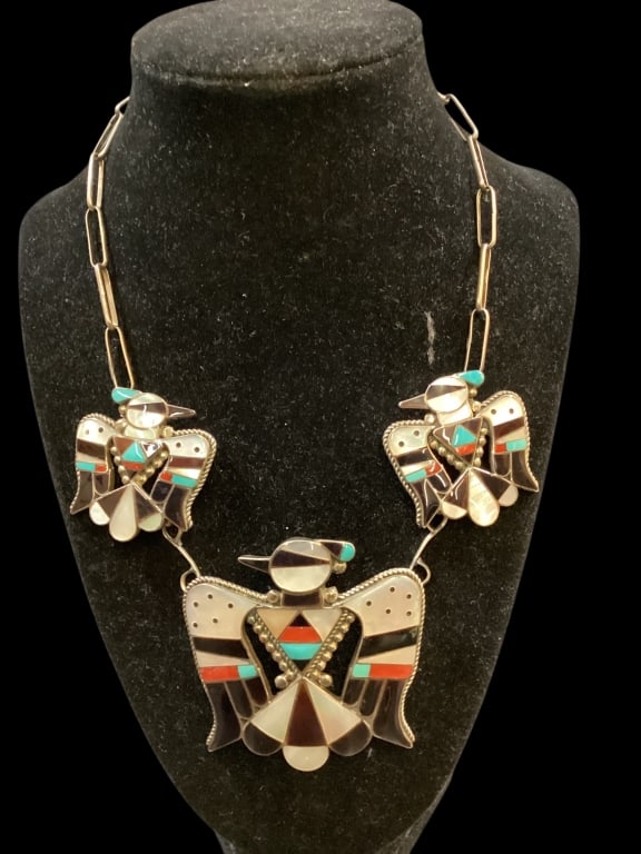Zuni  Sterling Thunderbird Necklace (1 of 5)
