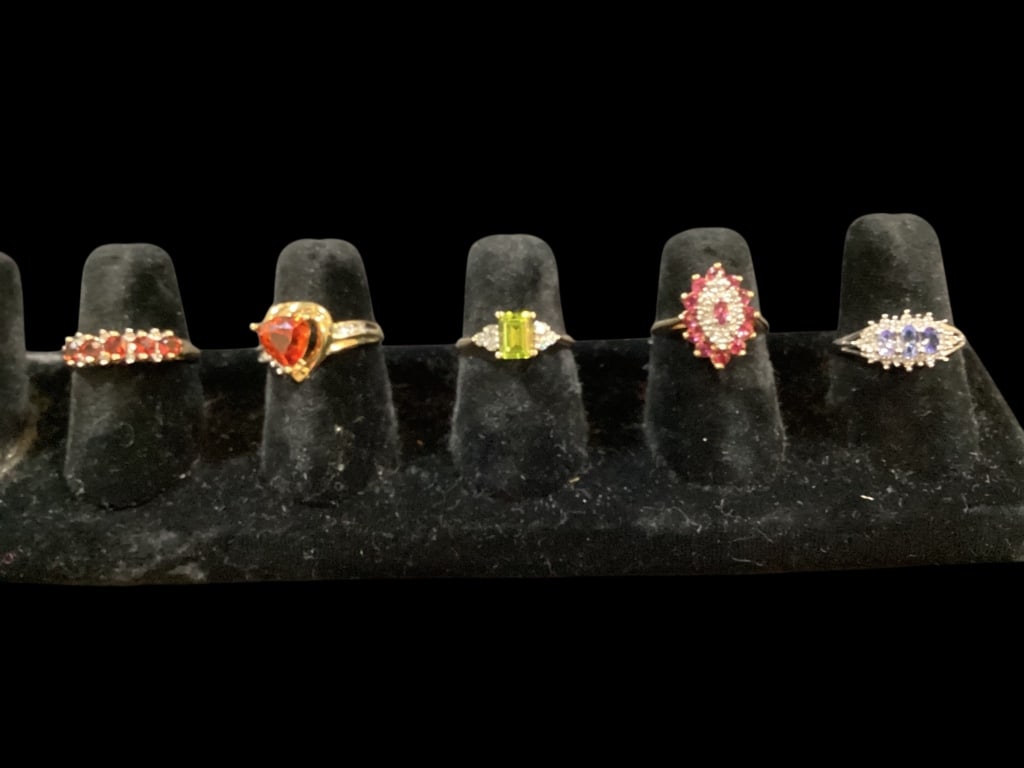 Five 10 k gold and Gemstone Rings (1 of 5)