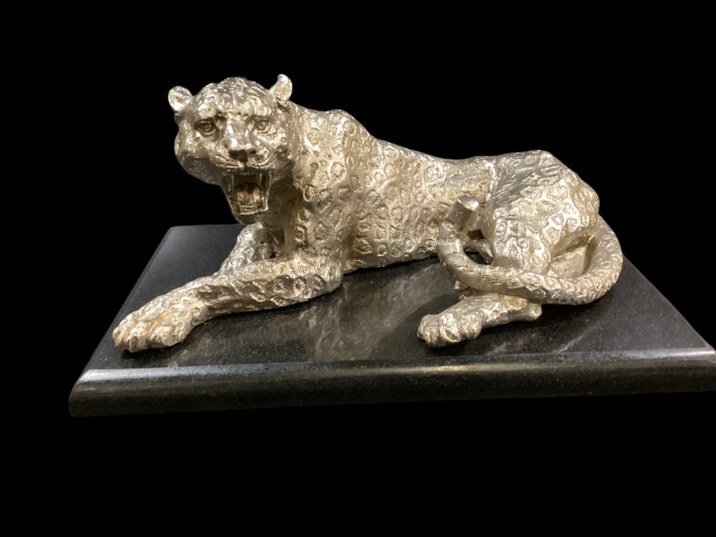 Silver Plated Sculpture of Leopard (1 of 6)