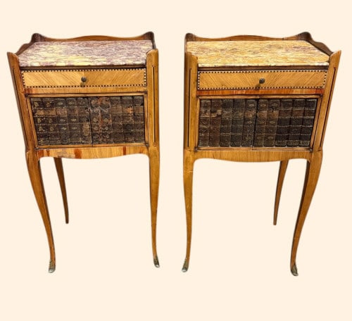 Pair of French Trompe Book-Front Tables (1 of 5)