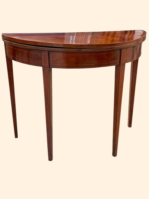 Inlaid Federal Mahogany Dimilune Games Table (1 of 5)